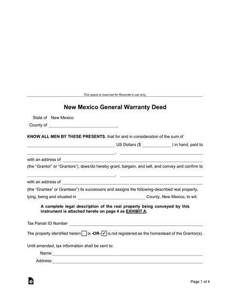 Printable Warranty Deed New Mexico
